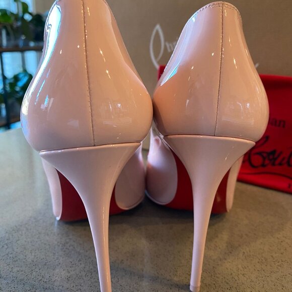 Christian Louboutin Hot Chick 100 Rosy Light Pink Patent Leather Heel Pump - Picture 10 of 16